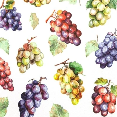 Image of Home Fashion 20 Napkins Food Colourful Grapes as Table Decoration Paper with Motif Also for Decoupage and 33 x cm