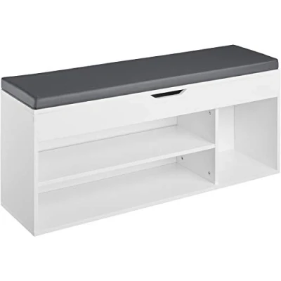 Image of TecTake 800859 Shoe Storage Bench Cabinet Hallway Organizer Soft Cushion Seat 104 x 30 49 cm (White)