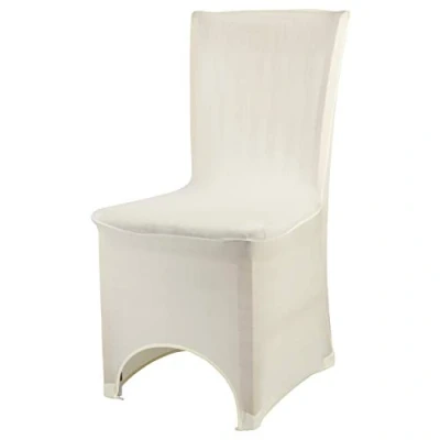 Image of Trimming Shop Spandex Ivory Chair Cover Stretch Fabric Removable Washable Protective Slipcovers for Weddings Banquets Ceremony Hotel Dining Parties Décor, 20pcs