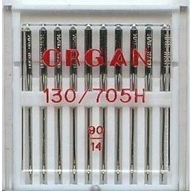 Image of Organ Domestic Sewing Machine Needles Universal (Regular) 130/705 H, Pack of 10, Size: 90/14 Will fit Brother, Singer, Janome etc. Machines