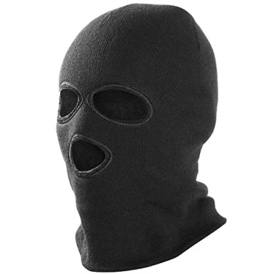 Image of TRIXES Unisex Full Face Balaclava Hood Black SAS Style 3 holes Perfect for Snowboarding, Skiing, Cycling and Winter One Size
