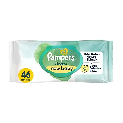 Image of Pampers Harmonie New Baby Wipes Plastic Free 1 Pack 46