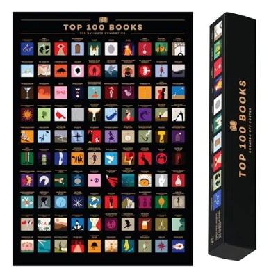 Image of Enno Vatti 100 Books Scratch Off Poster Top Bucket List for Book Lovers Featuring All Time Classics, Unique Icons &amp; Premium Packaging Gift Readers Worldwide (16.5&quot; x 23.4&quot;)