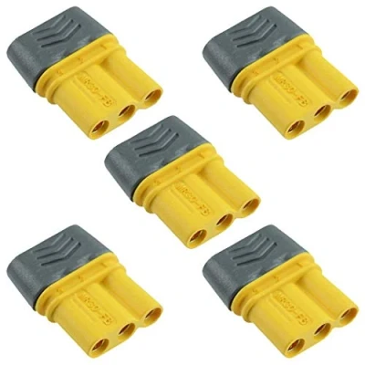Image of 5 Pcs Female MR30 3 Pin Gold Plated Connector with Cap 15A AMASS for RC Battery Vehicle (Pack of 5)