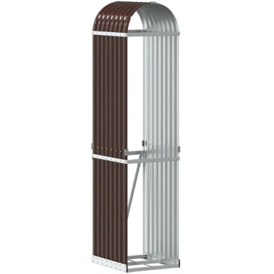 Image of vidaXL Log Holder Brown 40x45x170 cm Galvanised Steel