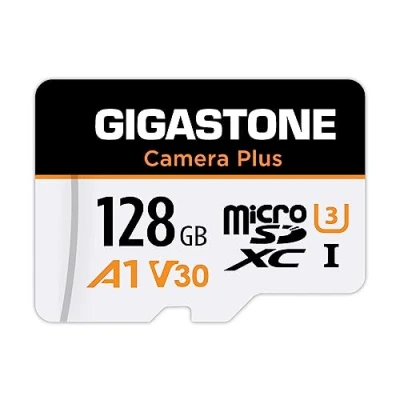 Image of [GIGASTONE] 128GB Micro SD Card, Camera Plus, GoPro, Action Camera, Sports High Speed 100MB/s, 4K Video Recording, MicroSDXC Memory Card UHS I A1 V30 U3 Class 10