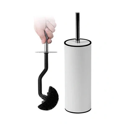 Image of Showerdrape Nexus Stainless Steel Bathroom Toilet Brush &amp; Holder, Curved Brush, White Finish