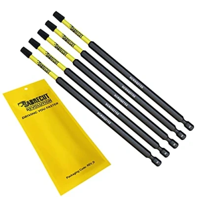 Image of 5 x SabreCut SCRSQ2152_5 152mm SQ2 Square Magnetic Impact Screwdriver Driver Bits Set Single Ended Heavy Duty