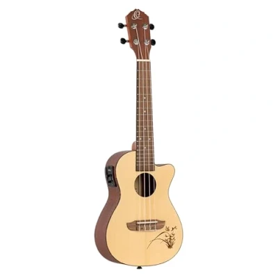 Image of Ortega Guitars Concert Ukulele Electro Acoustic Bonfire Series with Cutaway Spruce, Sapele, Natural (RU5CE)