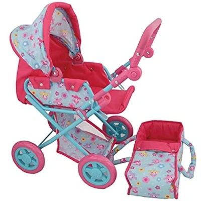 Image of DOLLSWORLD from Peterkin Deluxe Doll&#039;s pram Folding with removable doll carrier, suitable for Dolls up to 46cm (18&quot;) &amp; Accessories Ages 3+
