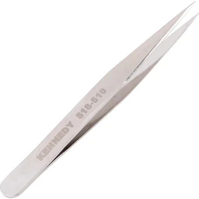 Image of Kennedy 5185100K Sharp Nose Precision Tweezer, Stainless Steel, 115mm Length, 10mm Width, 10.5mm Height