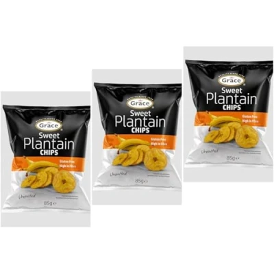 Image of Grace Sweet Plantain Chips, 85g, Pack of 3