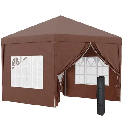 Image of Outsunny Garden Heavy Duty Pop Up Gazebo Marquee Party Tent Wedding Canopy Coffee