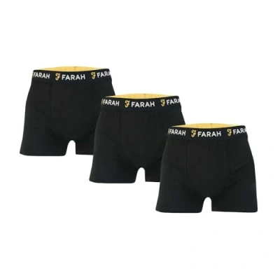 Image of Farah Mens Saginaw 3 Pack Boxer Shorts in Black Cotton Size X Large