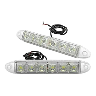 Image of Riloer Set of 2 High Power 6 LED Daytime Running Lights Universal Fog Beam Car DRL White Strip Light Driving