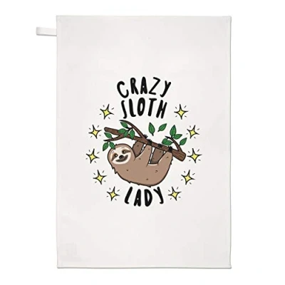 Image of Crazy Sloth Lady Stars Tea Towel Dish Cloth