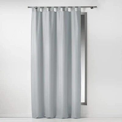 Image of DOUCEUR D&#039;INTERIEUR Curtain Loops 140X260 Plain Polyester Essentiel GRIS, Ceramic, Grey, 140 x 260 cm