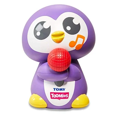 Image of Toomies E72724 Baby Bath Musical Toy for Water Play Tomy Tuneless Penguin Time Squeaker, Sensory Boys and Girls, Suitable from 12 Months +, Multicoloured