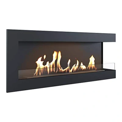 Image of KRATKI Delta Corner Fi Bio 1200 x 280 mm Wall Fireplace with Glazing 4 Ideal for Open and Modern Interiors T躒 Rheinland Tested to Right