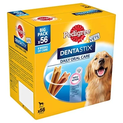 Image of Pedigree Dentastix Daily Oral Care Dental Chews Large Dog 56 Sticks, 8 x 270g