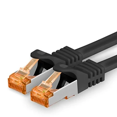 Image of 1aTTack.de 5m Cat.7 network cable black 1 piece Gigabit Ethernet LAN 10000 Mbit S patch Cat7 FTP PIMF shielding LSZH raw Rj45 plug Cat 6a x 5 meters