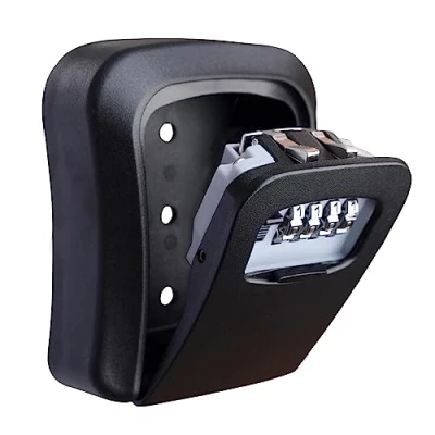 Image of igadgitz home U7247 Wall Mounted Outdoor 4 Digit Combination Key Lock Box, Safe Box Black