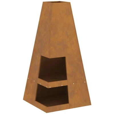 Image of vidaXL Fire Pit with Log Storage 50 x 100 cm Weathering Steel