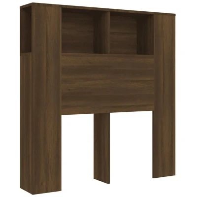 Image of vidaXL Brown Engineered Wood Wall Mounted Bookcase Headboard with Storage Compartments for Bedroom Assembly Required