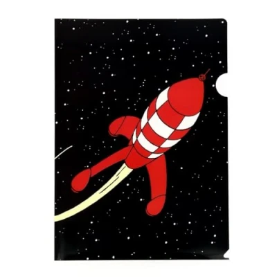 Image of Moulinsart A4 Plastic Folder The Adventures of Tintin Lunar Red Rocket (15122)