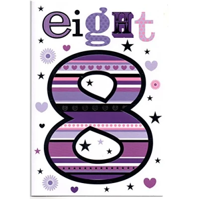 Image of Children&#039;s Birthday Card for Eight (8) Year Old Girl Free 1st Class Post (UK)