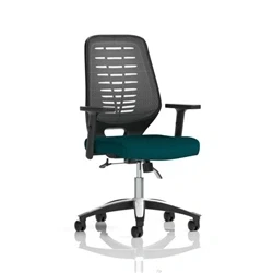 Image of Relay Operator Chair Silver Back Maringa Teal Height Adjustable Arms