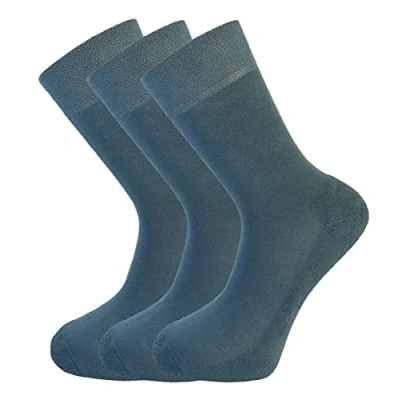 Image of Green Bear Unisex Bamboo Teal Blue Colour Socks 6 8 Cushioned Sole Soft &amp; Antibacterial 3 Pack
