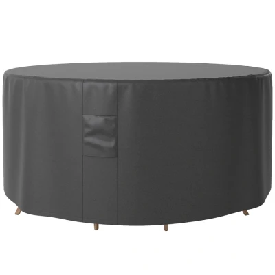 Image of Outsunny Garden Patio Large Furniture Set Round Cover 600D Oxford Waterproof, Ф193 x 80H cm, Black