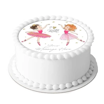 Image of Orange Trading Dartmouth LTD A4 Edible Decor Icing Sheet PERSONALISED Ballet Dancers 7 8&quot; Circle Cake Topper Decoration Great for larger cakes
