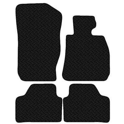 Image of Carsio Car Mats For BMW X1 2010 2015 (E84) 3mm 4pc Set Tailored Fit Rubber Floor Mat Complete Accessory Black Custom Fitted Anti Slip Backing, Heavy Duty &amp; Waterproof