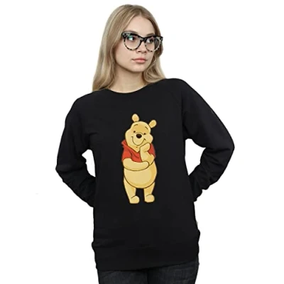 Image of Disney Women&#039;s Winnie The Pooh Cute Sweatshirt Black Large