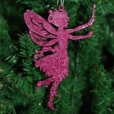 Image of Robelli Pack of 6 Glitter Fairy Christmas Tree Hanging Pendant Decorations (3, Multi)