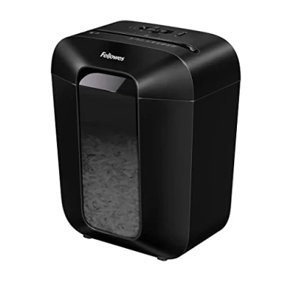 Image of Fellowes Paper Shredder for Home Office Use 9 Sheet Cross Cut Shredders with 17L Bin &amp; Safety Lock Powershred LX50 Shreds 31 Sheets in One Minute High Security P4 Black