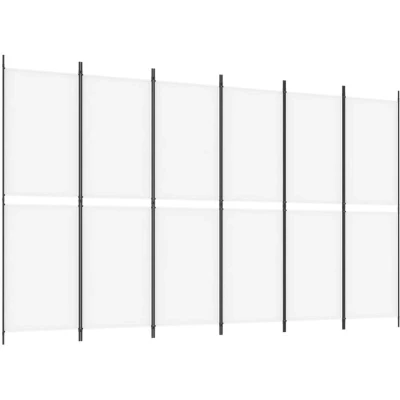 Image of vidaXL 6 Panel Room Divider White 300x180 cm Fabric