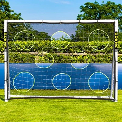 Image of FORZA 8ft x 6ft Football Goal Ready, Set, Goal! All Weather uPVC Goals Optional Target Sheet, &amp; Carry Bag Included (Goal, Ball, Sheet and Bag)