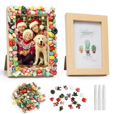Image of LOOPES Arts and Crafts for Kids,Christmas Photo Frame Birthday Gifts Girls Age 6 7 8 9 10+Christmas Craft Kits Kids Creative 12 Year Olds Decorate Your Own Mosaic