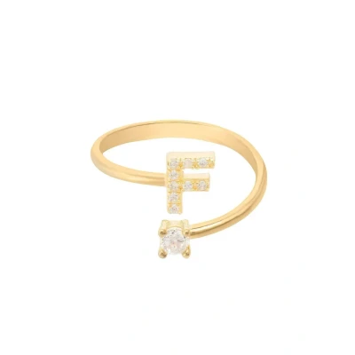 Image of Latelita Initial F Ring, Women&#039;s, Size: One Size, Yellow