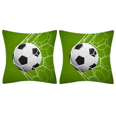 Image of NA 2 Pcs Sofa Pillow Case Soccer Pattern Style Cushion Cover Pillowcase Home Decoration for Couch Bed