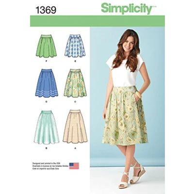 Image of Simplicity Sewing Pattern 1369: Misses&#039; Skirts in Three Lengths, Size, Paper, White, R5 (14 16 18 20 22)