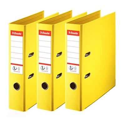 Image of Esselte N1 Set of 3 Power Lever Arch Files Back 75 mm Yellow