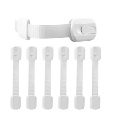 Image of Child Safety Straps Premium Baby Proofing Door &amp; Cupboard Locks 30 Second Install No DIY Smart Unlock Many Colors to fit All Rooms (White, 36)