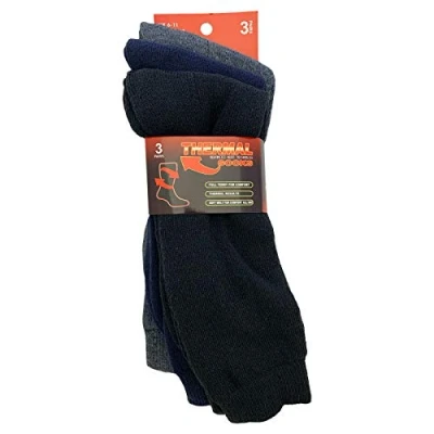 Image of AMOS Mens Thermal Winter Socks Thick Warm Casual Outdoor Hiking Work Boot, 3 Pack, 6 11 (Mixed)