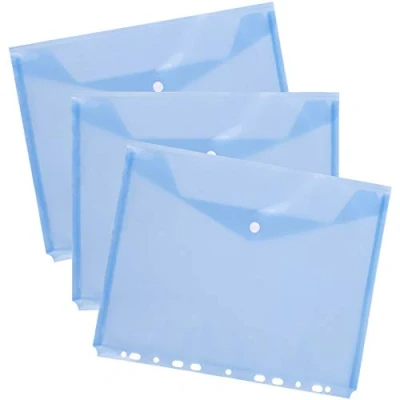 Image of D.RECT PP Document Folder A4 with Snap Closure/Snap Closure Transparent Blue Pack of 10
