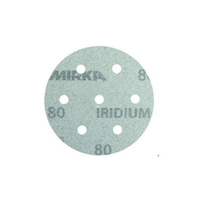Image of Mirka Iridium Premium Schleifpapier Ø 90mm Grip 7 Loch, Korn 80, 50 Stk / Zum Schleifen von Lack, Spachtel, Grundierung, Holz, Stahl, Mineralwerkstoffe, Kunststoff