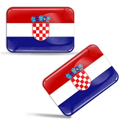 Image of Biomar Labs® 2 x 3D Domed Silicone Stickers Decals Croatia National Croatian Flag Car Motorcycle Helmet F 43